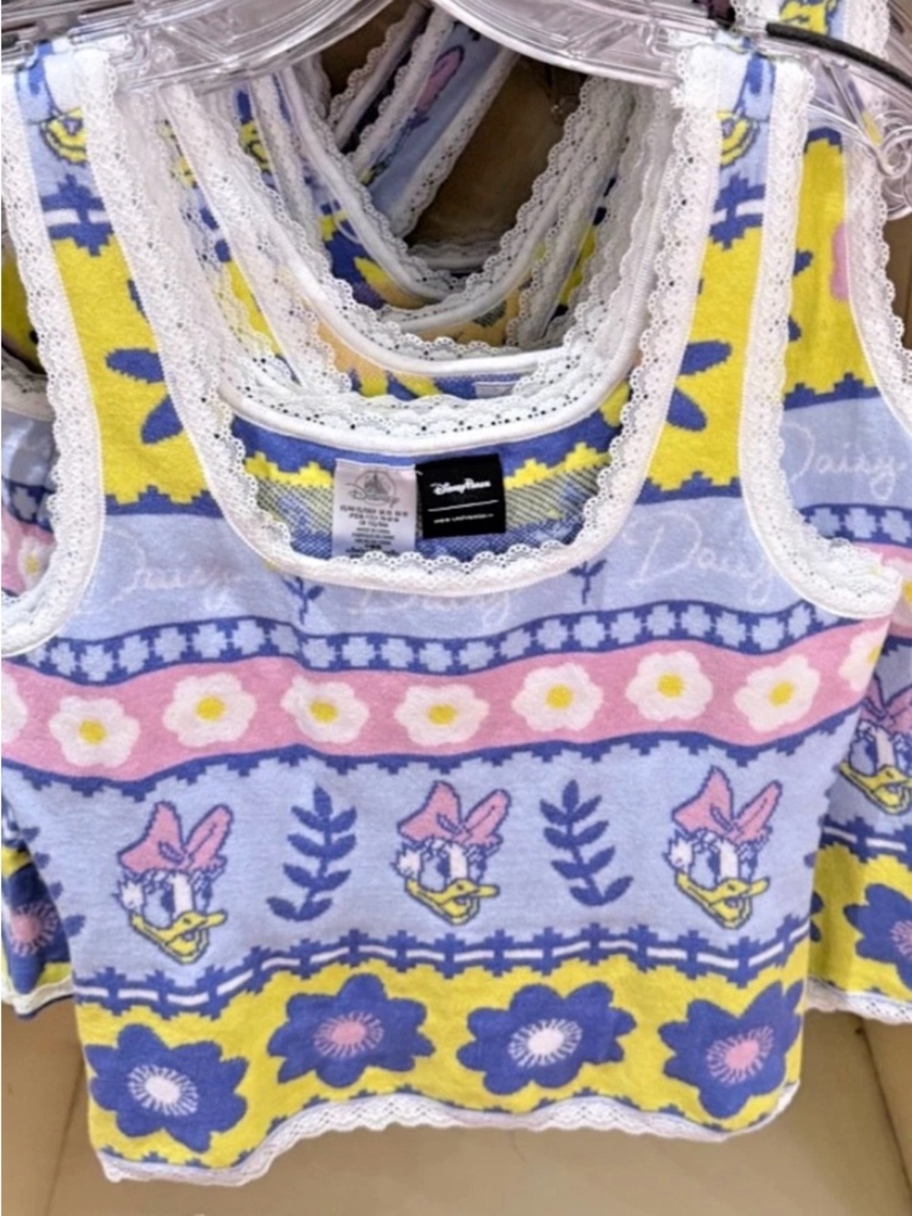 Disney Daisy Duck Floral Tank Top - Pastel Blue, Pink & Yellow